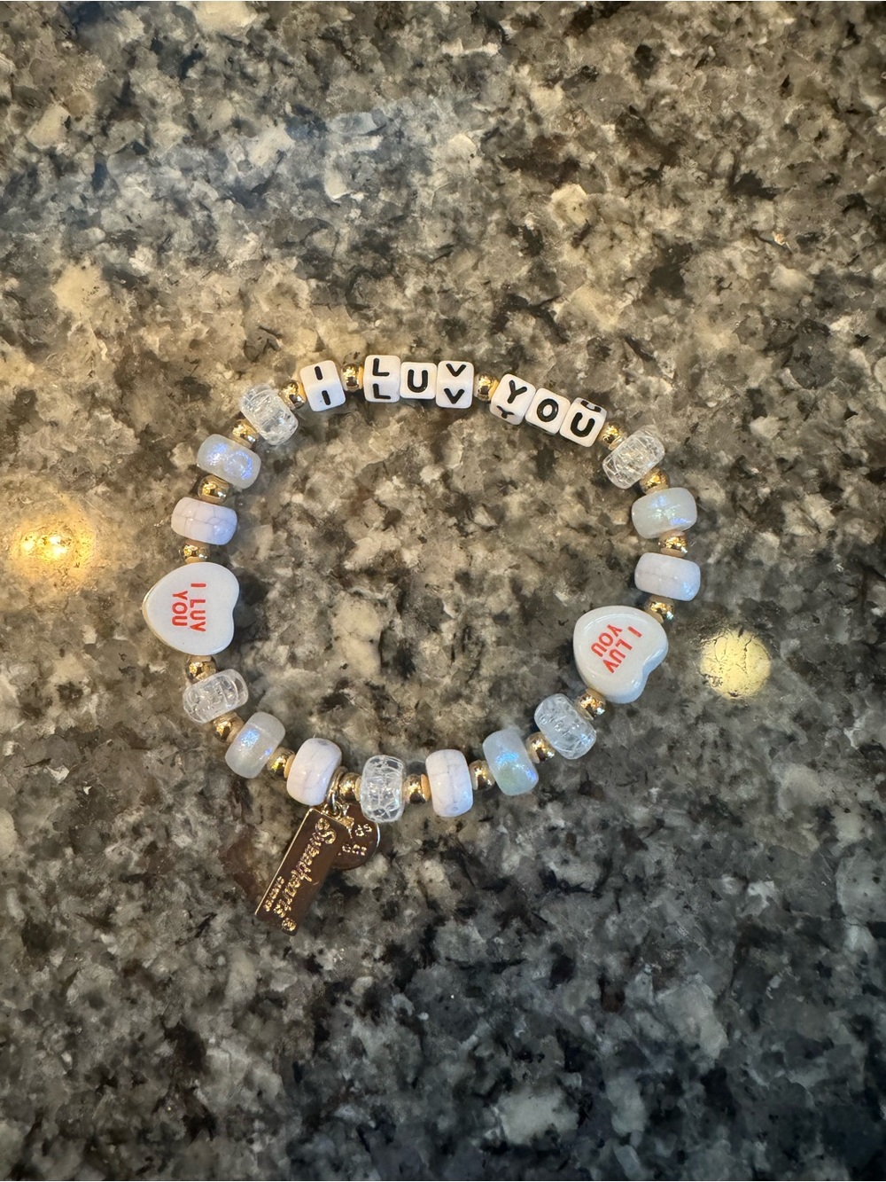 Little Words Project I Luv You Beaded Charm Bracelet